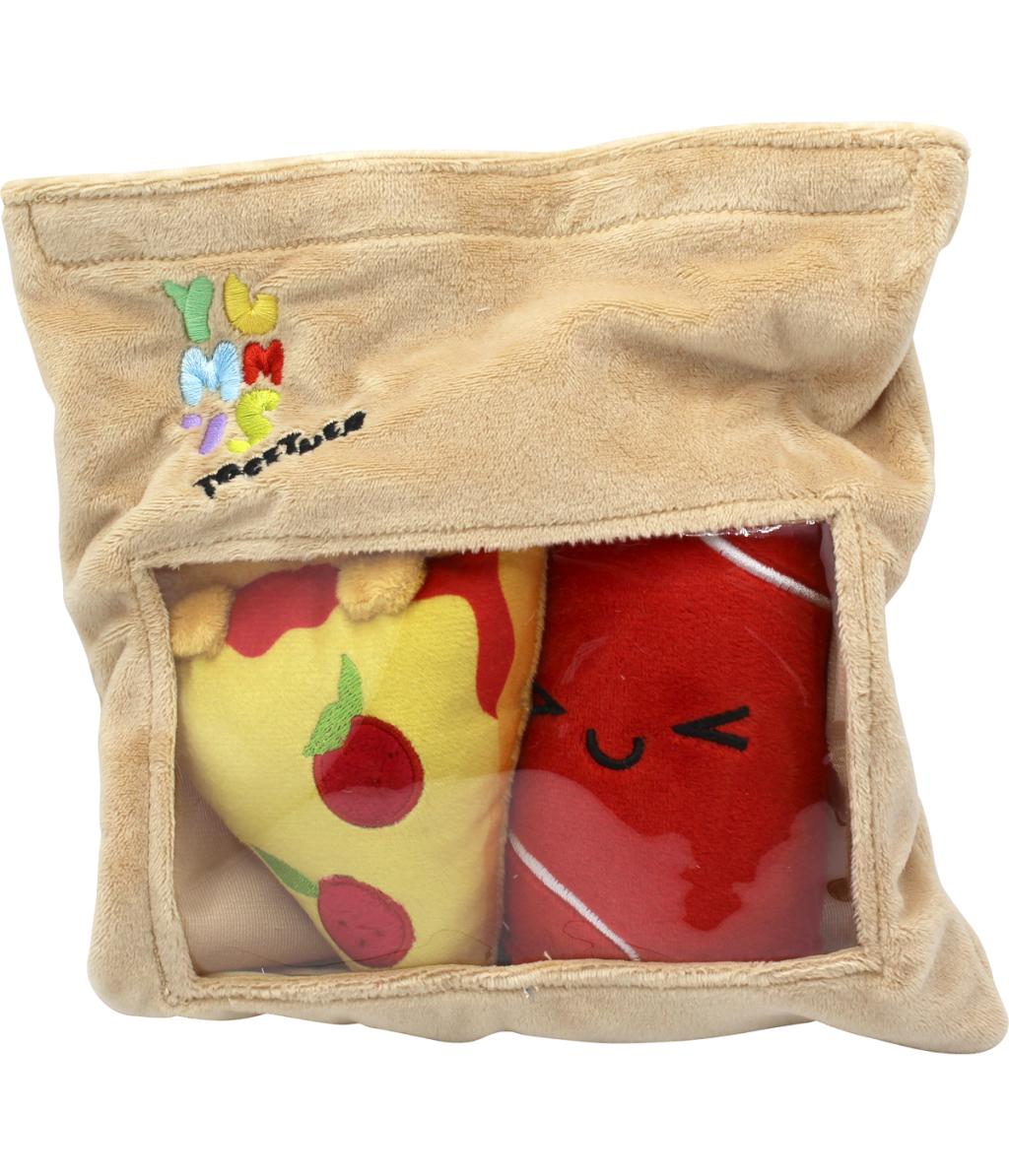 YUMMIES - Pizza & Cola - 2 Peluche 15cm dans sac en peluche 21x21cm