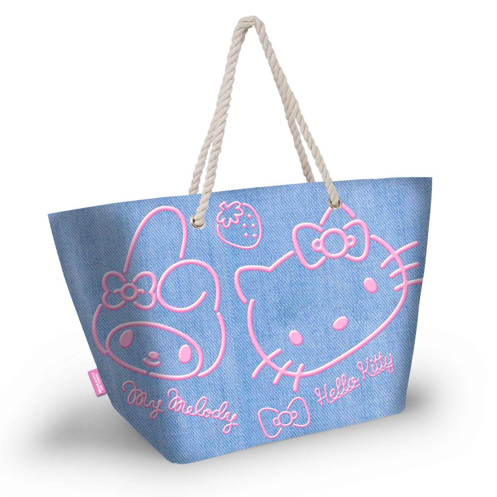HELLO KITTY & MY MELODY - Denim - Sac de Plage '52x37x17cm'