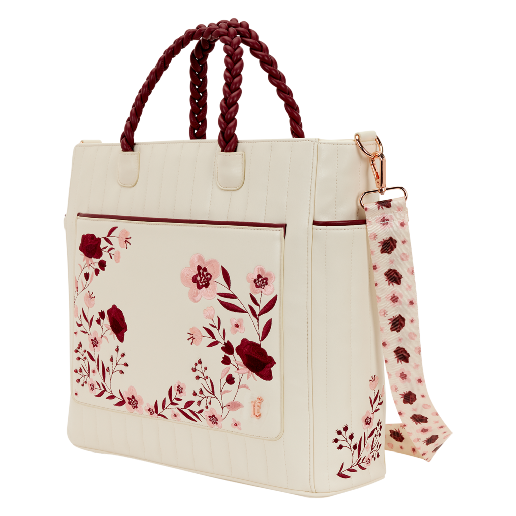 CREAM & RED - Floral - Tote Bag convertible Loungefly
