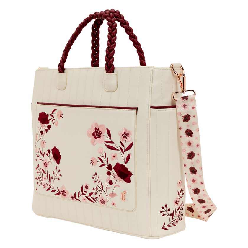 CREAM & RED - Floral - Tote Bag convertible Loungefly