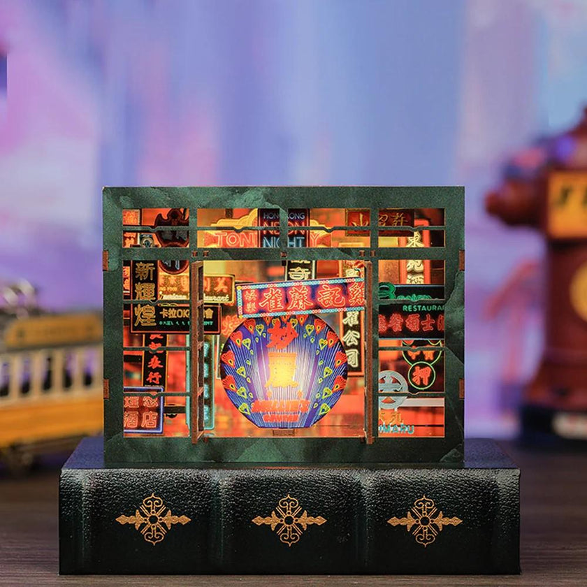 BOOK NOOK KIT - DIY - Hong Kong Lumière Neon - 49pc + Eclairage LED