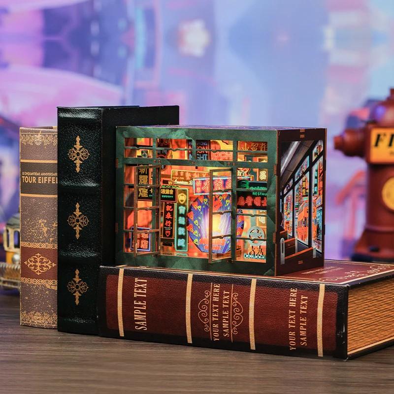 BOOK NOOK KIT - DIY - Hong Kong Lumière Neon - 49pc + Eclairage LED