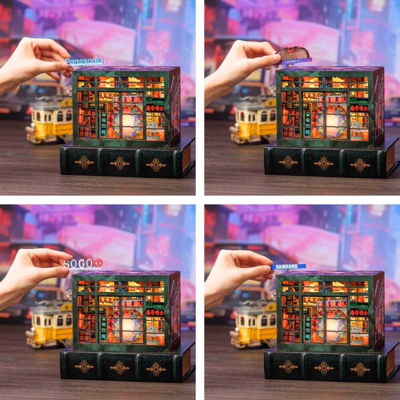 BOOK NOOK KIT - DIY - Hong Kong Lumière Neon - 49pc + Eclairage LED