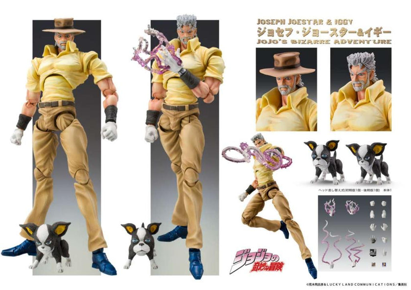 JOJO PART 3 - Joseph Joestar & Iggy - Fig. Super Action Chozokado 15cm