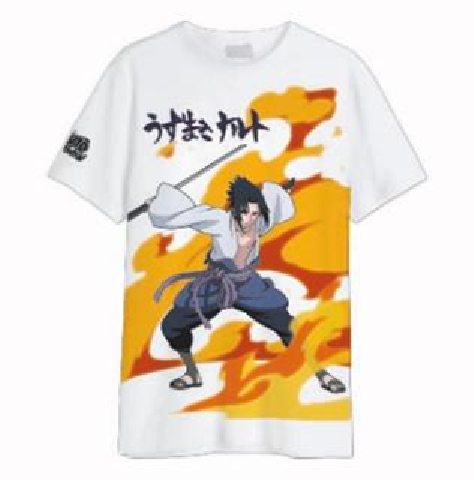 NARUTO SHIPPUDEN - Sasuke Uchiwa - T-Shirt Oversize Homme (XS)