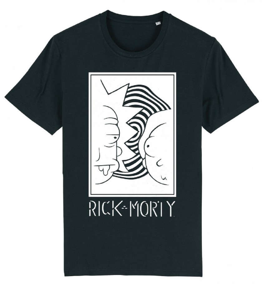 RICK ET MORTY - Rick et Morty Blanc et Noir - T-Shirt Homme (S)