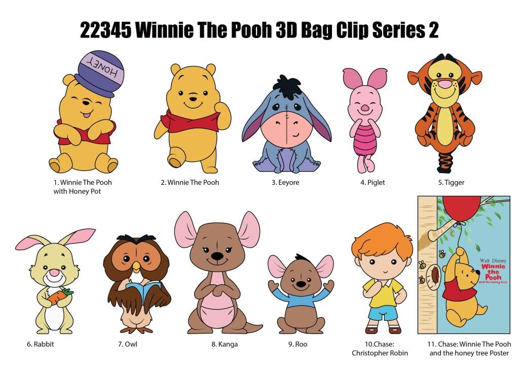 WINNIE L'OURSON - Series 2 - 3D Foam Bag Clip (Display 24 Pcs)