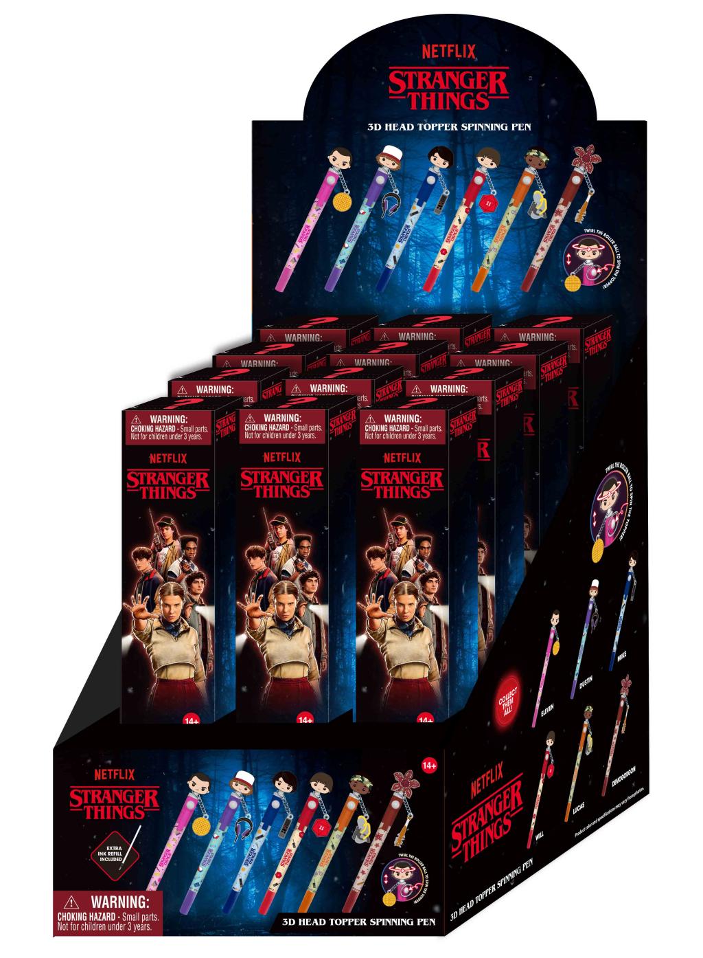 STRANGER THINGS - Stylo rotatif 3D Head Topper (Display de 12 pieces)