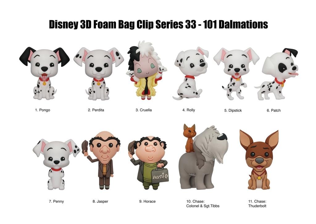 101 DALMATIENS - Series 33 - 3D Foam Bag Clip (Display 24 Pcs)