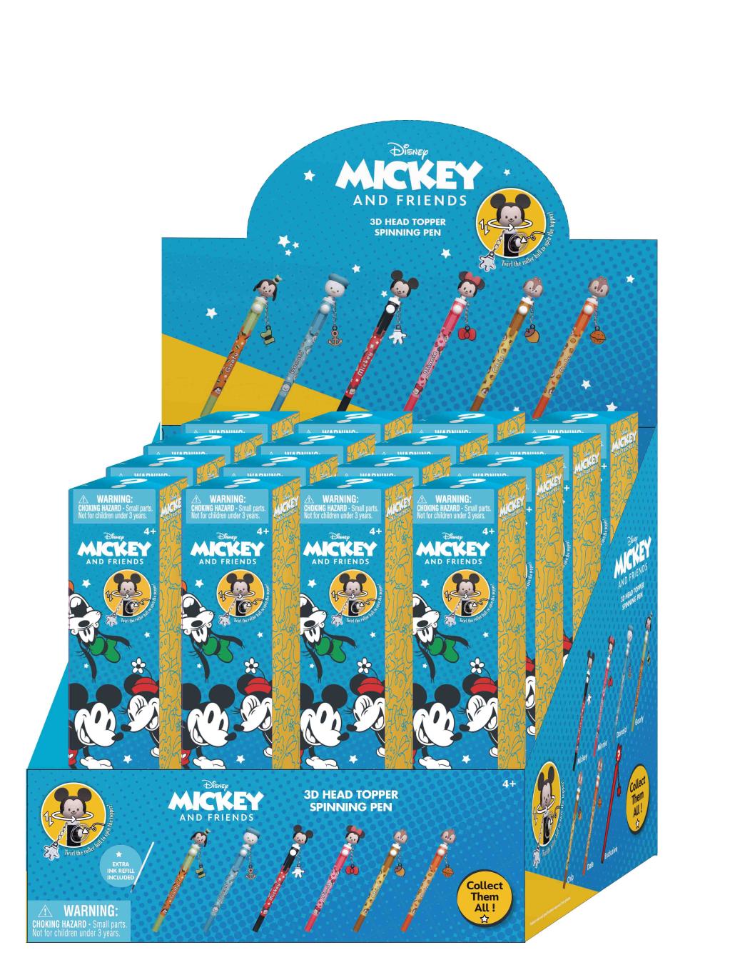 MICKEY ET AMIS - Stylo rotatif 3D Head Topper (Display de 16 pieces)