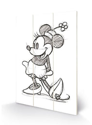 DISNEY - Minnie Mouse Sketched - Impression sur bois 20x29.5