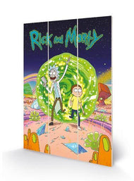 RICK & MORTY - Portal - Impression sur bois 20x29.5cm