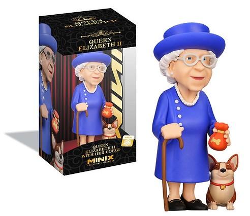 CELEBRITY - Reine Elizabeth II avec son Corgi - Figurine Minix 12cm