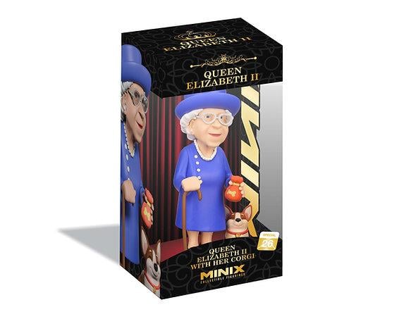 CELEBRITY - Reine Elizabeth II avec son Corgi - Figurine Minix 12cm