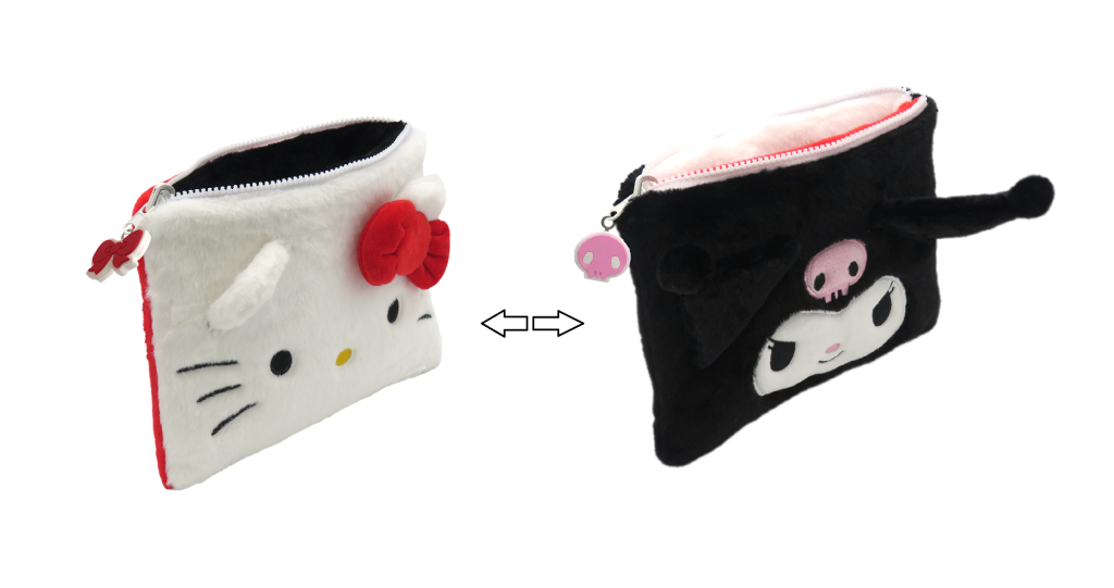 HELLO KITTY & KUROMI - Trousse Fourrure Réversible