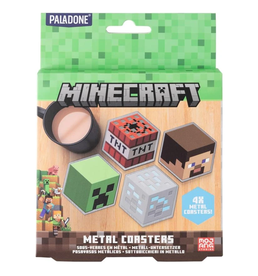 MINECRAFT - Set de 4 Sous-Verre en Métal