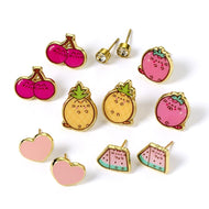 PUSHEEN - Fruits - Set de 6 Pairs de Clous d'Oreilles