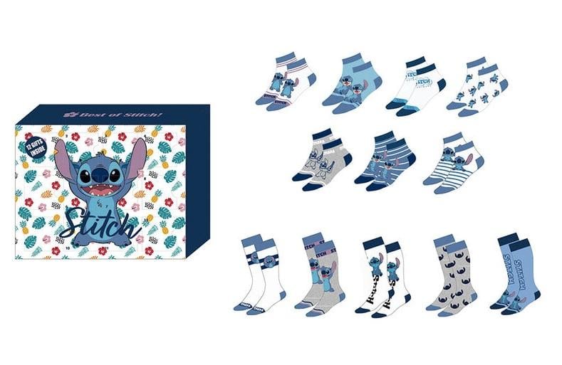 STITCH - Gift Box - 12 Paires de Chaussettes (T 36-41)
