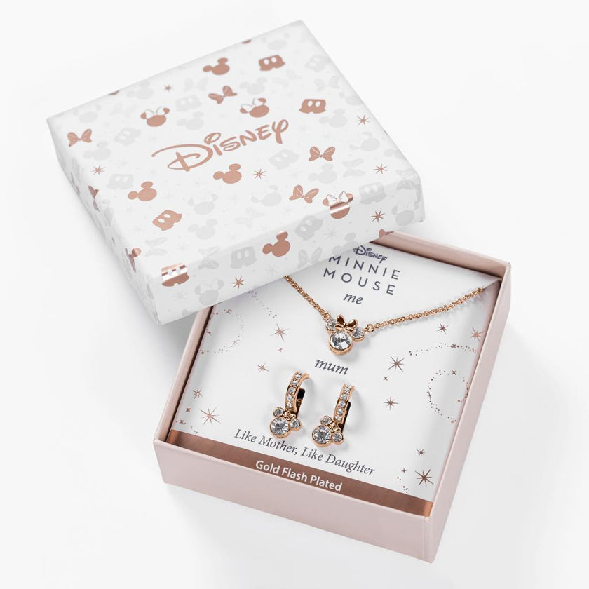 MINNIE -Set Maman & Fille- Collier + Boucles en Laiton Plaqué Argent