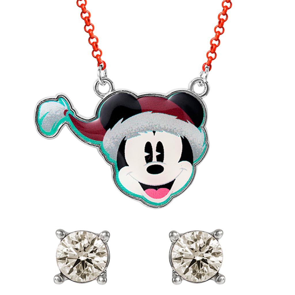 MICKEY - Set de Noël - Collier + 1 Paire de Clous d'Oreilles