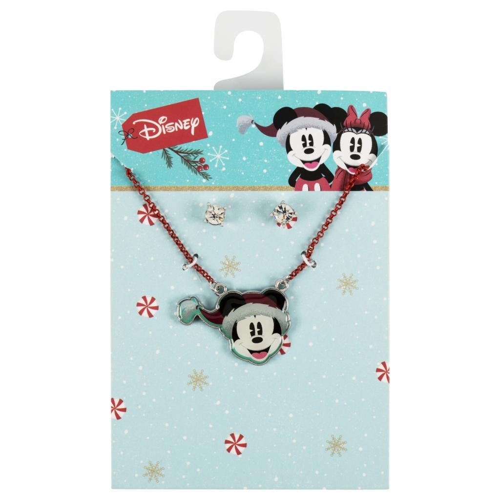 MICKEY - Set de Noël - Collier + 1 Paire de Clous d'Oreilles
