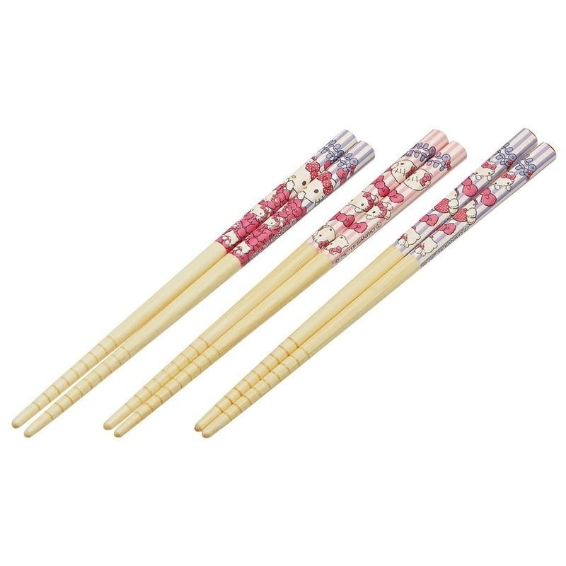 HELLO KITTY - Hello Kitty - Set 3 paires baguettes en Bambou