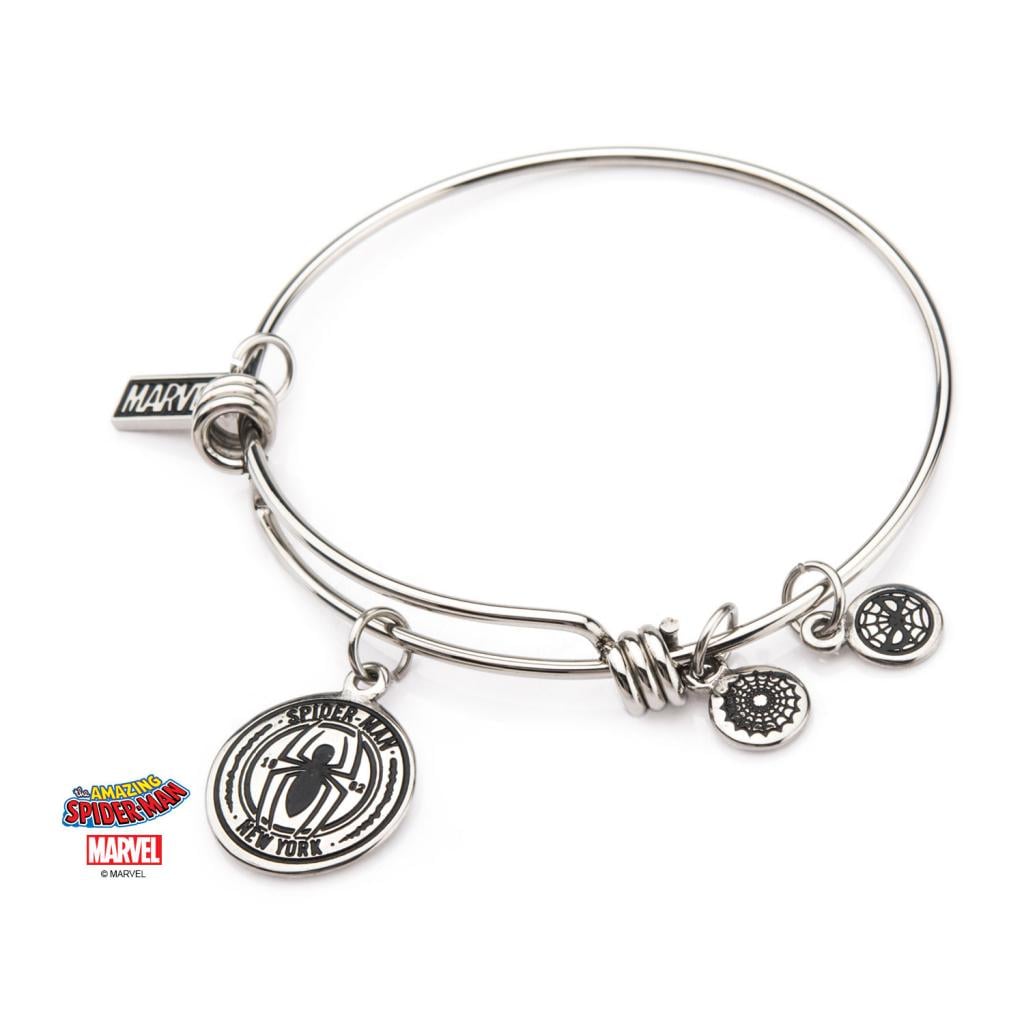 MARVEL - Women's Stainless Steel Spider-Man Expandable Charm Bracelet
