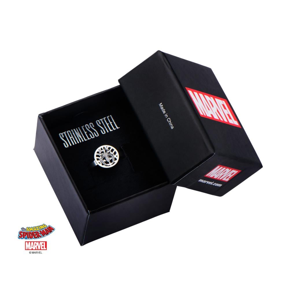 MARVEL - Women's Silver Plated Brass Spider-Man Ring - Size 6