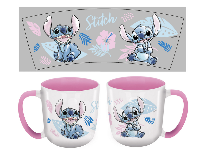 STITCH - Watercolor Rose - Mug Elite Intérieur Coloré - 384ml