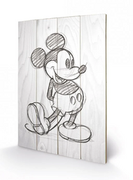 DISNEY - Mickey Mouse Black / White - Impression sur bois 40x59cm