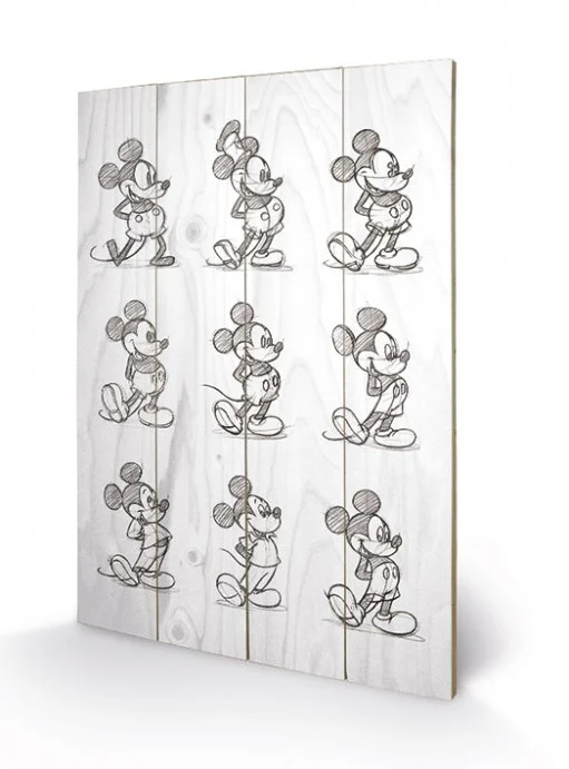 DISNEY - Mickey Mouse Multi Black / White - Impression sur bois 40x59c