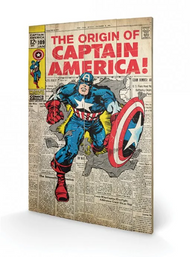 MARVEL - Captain America Origin - Impression sur bois 40x59cm