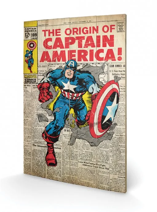 MARVEL - Captain America Origin - Impression sur bois 40x59cm