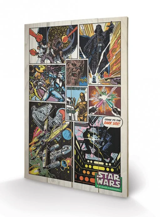 STAR WARS - Retro Comic - Impression sur bois 40x59cm