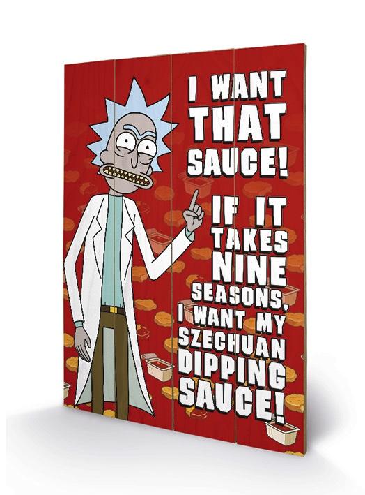 RICK & MORTY - Szechuan Sauce - Impression sur bois 40x59cm