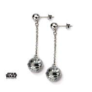 STAR WARS - Stainless Steel 3D Death Star Stud Dangle Earrings