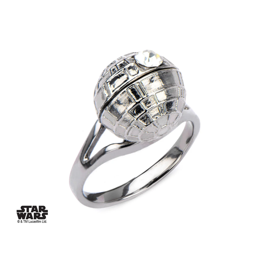 STAR WARS - Women's Stainless Steel 3D Death Star Ring - Size 6