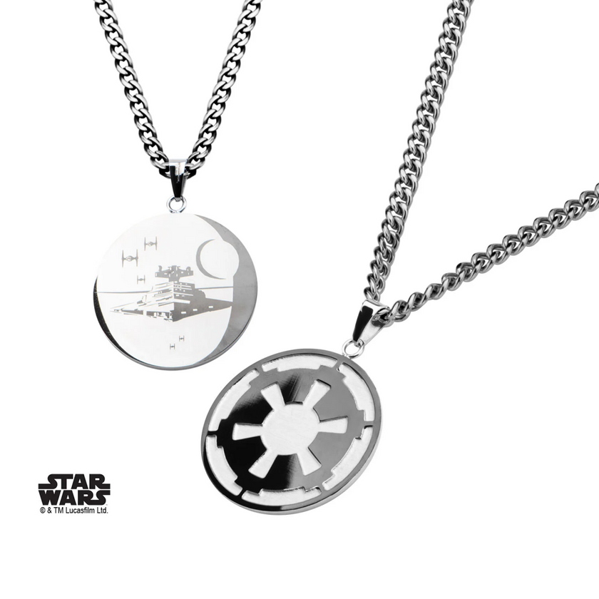 STAR WARS - Stainless Steel Empire and Death Star Pendant