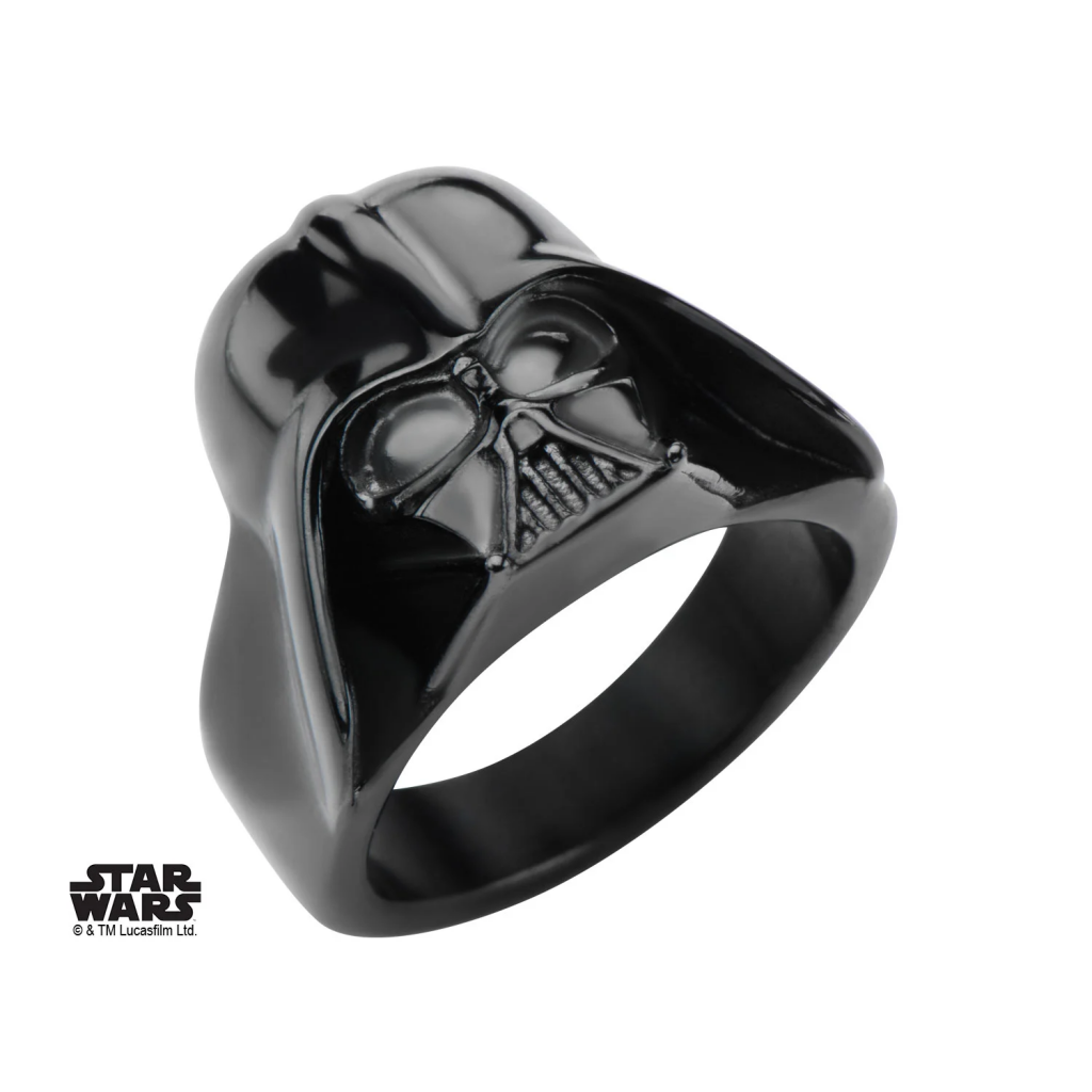 STAR WARS - Men's Stainless Steel Black 3D Darth Vader Ring - Size 11