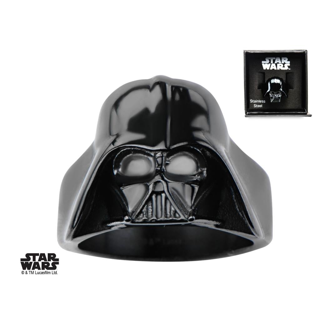 STAR WARS - Men's Stainless Steel Black 3D Darth Vader Ring - Size 10