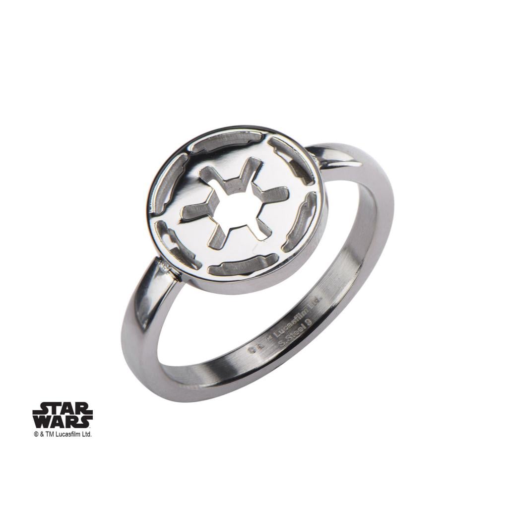 STAR WARS - Women's Stainless Steel Galatic Empire Cut Ring - Size 6