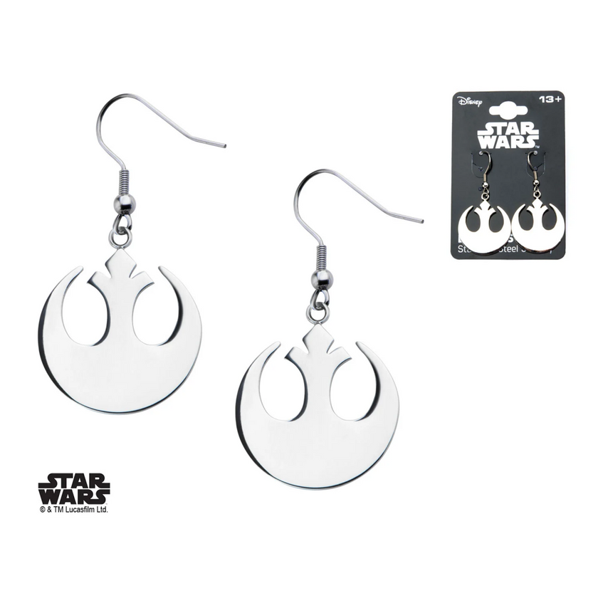 STAR WARS - Women's Stainless Steel Rebel Symbol Hook Dangle Earrings