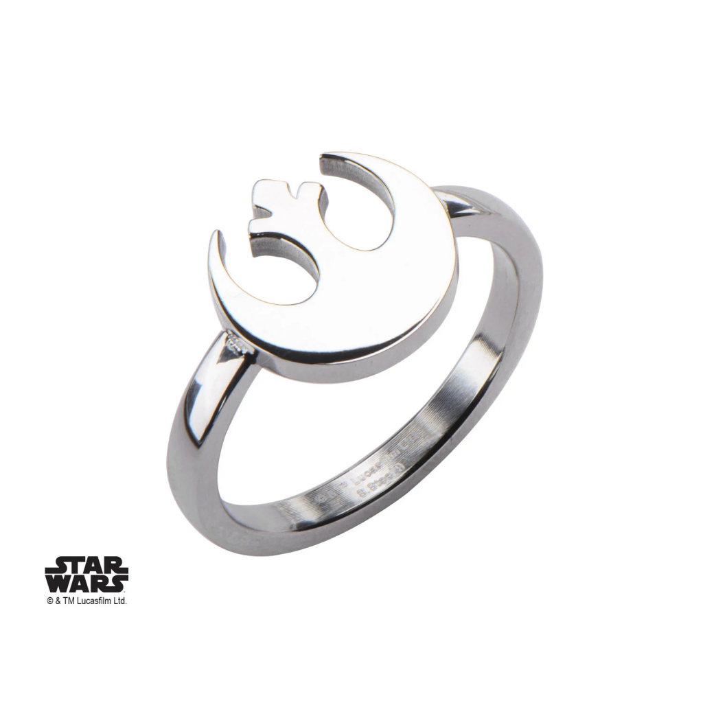 STAR WARS - Women's Stainless Steel Rebel Alliance Cut Ring - Size 6