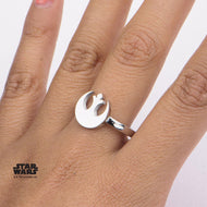 STAR WARS - Women's Stainless Steel Rebel Alliance Cut Ring - Size 6