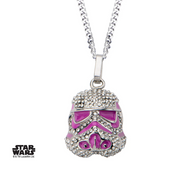 STAR WARS - Stormtrooper with Clear Gem and Pink Enamel Filled Pendant