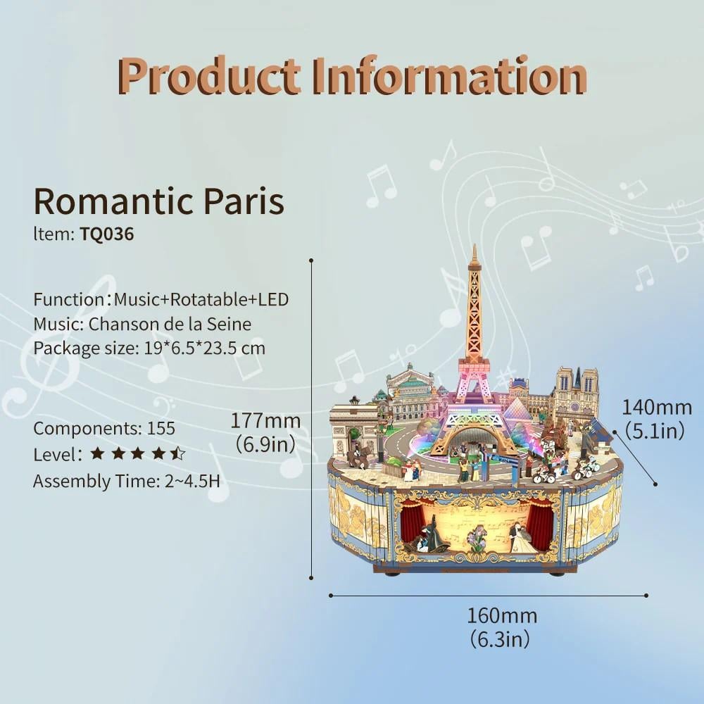 PARIS ROMANTIQUE - Boite Musicale DIY - 156pcs
