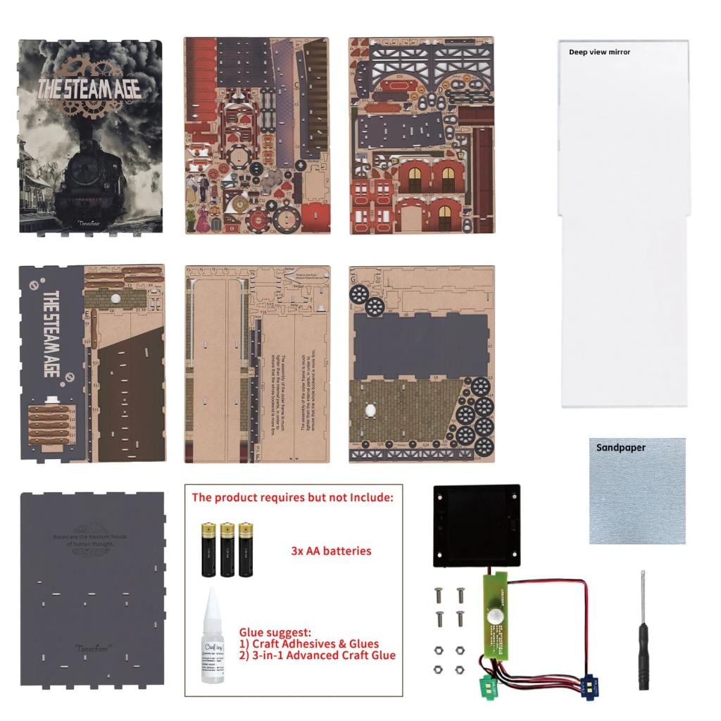 BOOK NOOK KIT - DIY- L'ère de la vapeur - 164pcs + LED Light