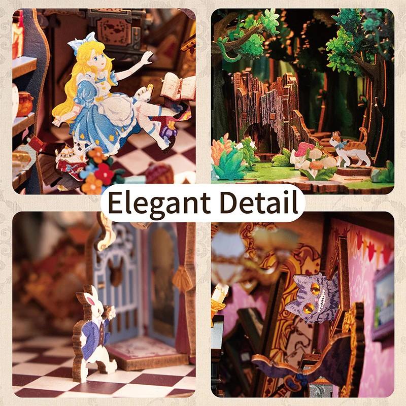 BOOK NOOK KIT - DIY- Alice au pays des merveilles - 184pcs + LED Light
