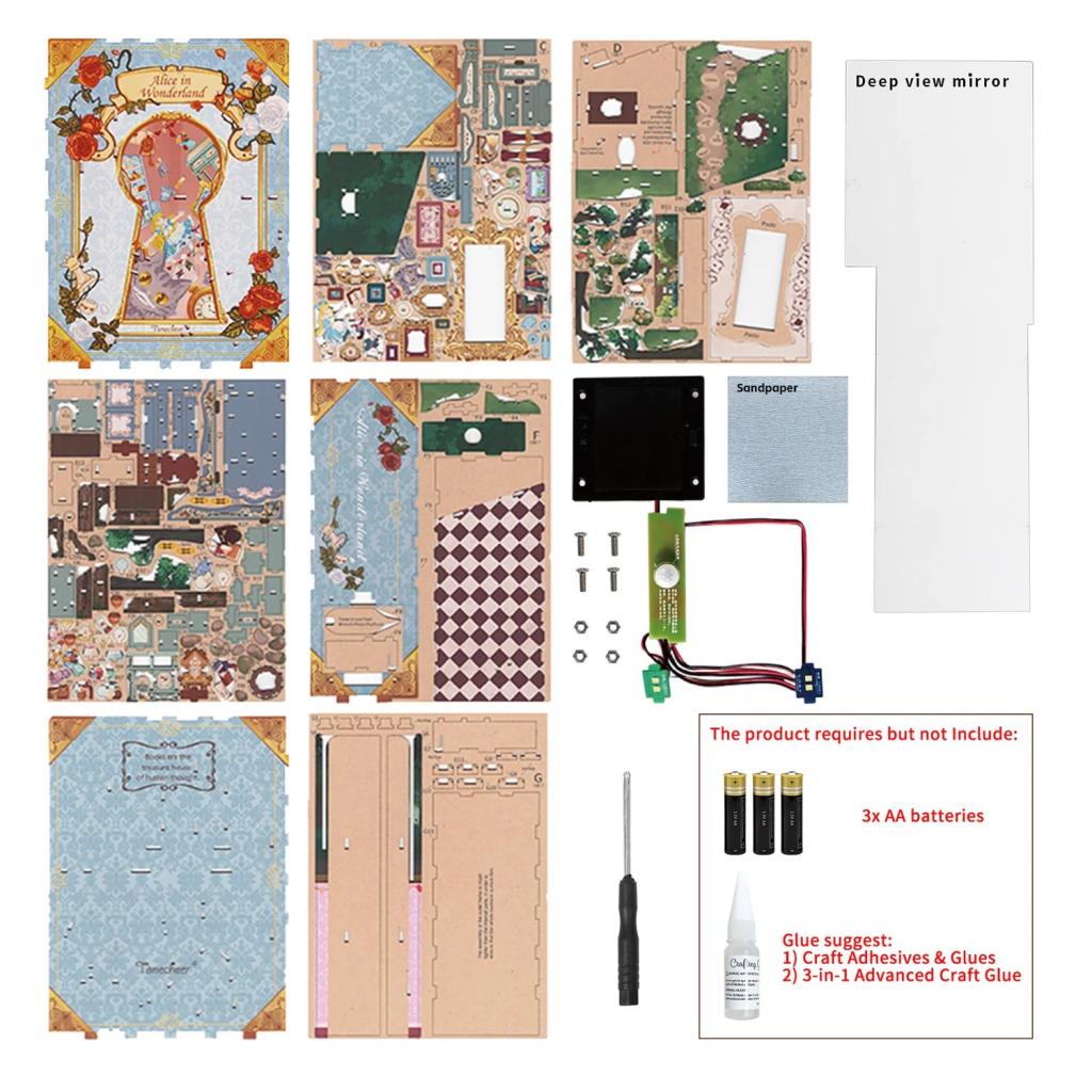 BOOK NOOK KIT - DIY- Alice au pays des merveilles - 184pcs + LED Light