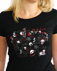 SKELANIMALS - T-Shirt DARK LOVE Femme Black Basic (L)